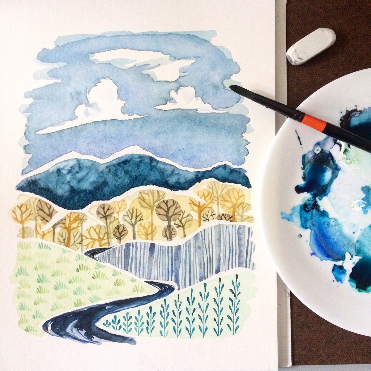 Appalachian mountains with River in winter