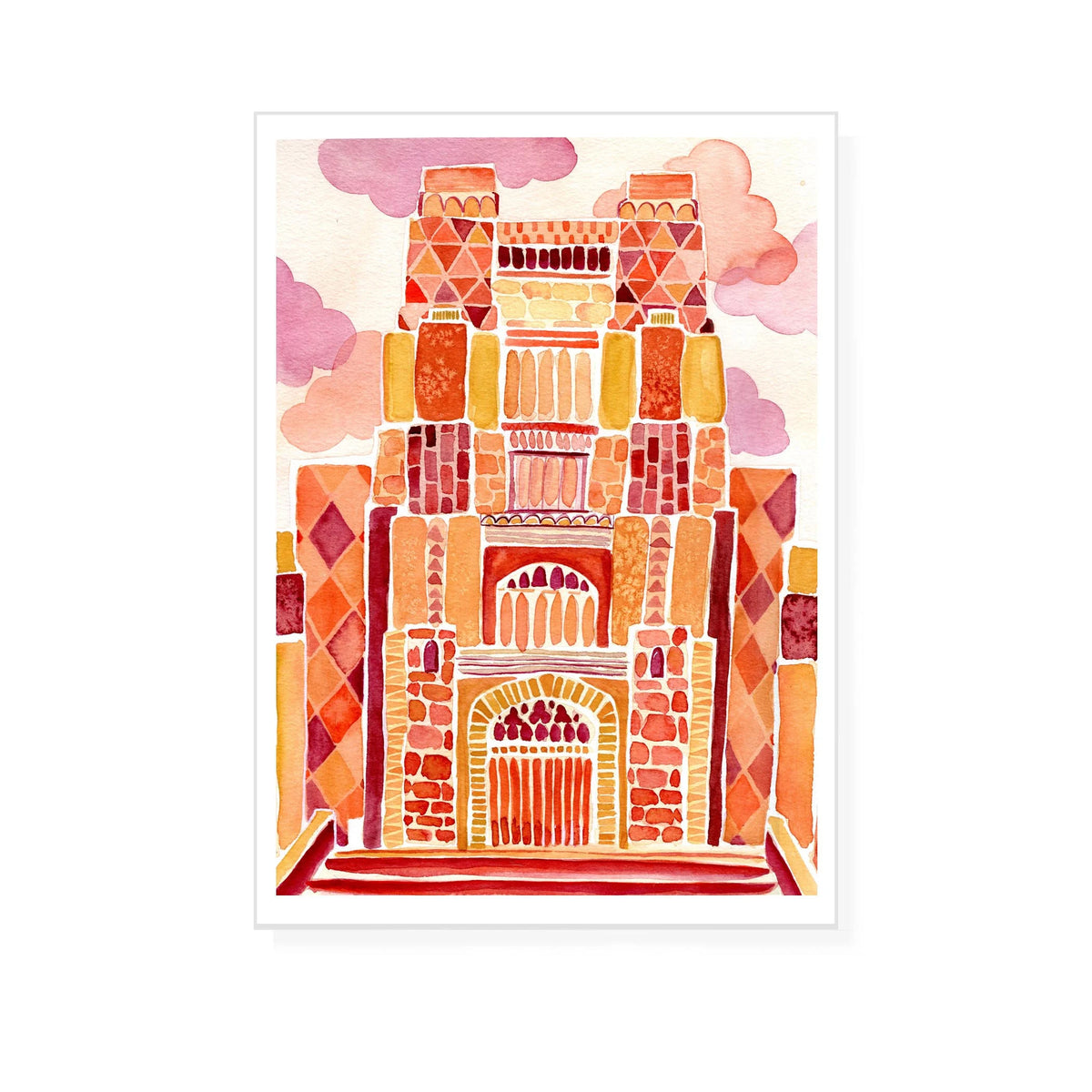 Burruss Hall at Virginia Tech Blacksburg Virginia Watercolor Painting