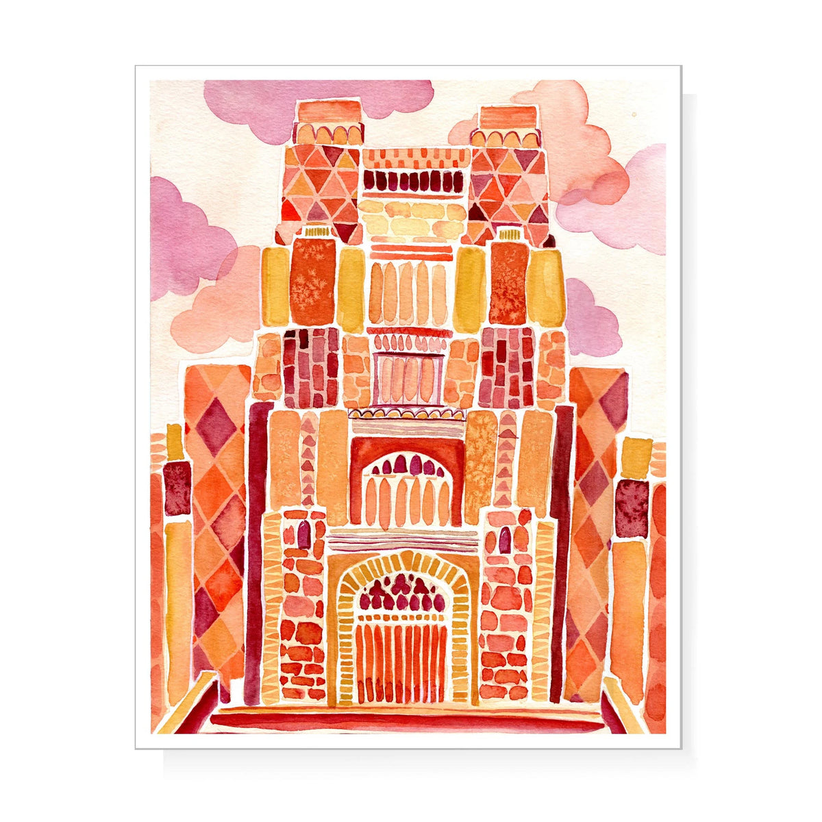 Burruss Hall at Virginia Tech Blacksburg Virginia Watercolor Painting