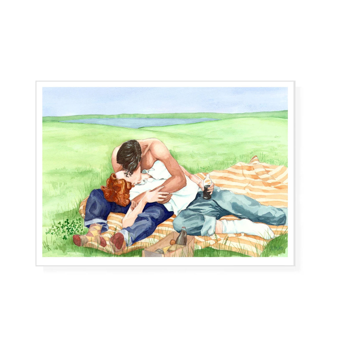 1940s Lovers at the Lake having a picnic kissing on the grass – Hannah ...