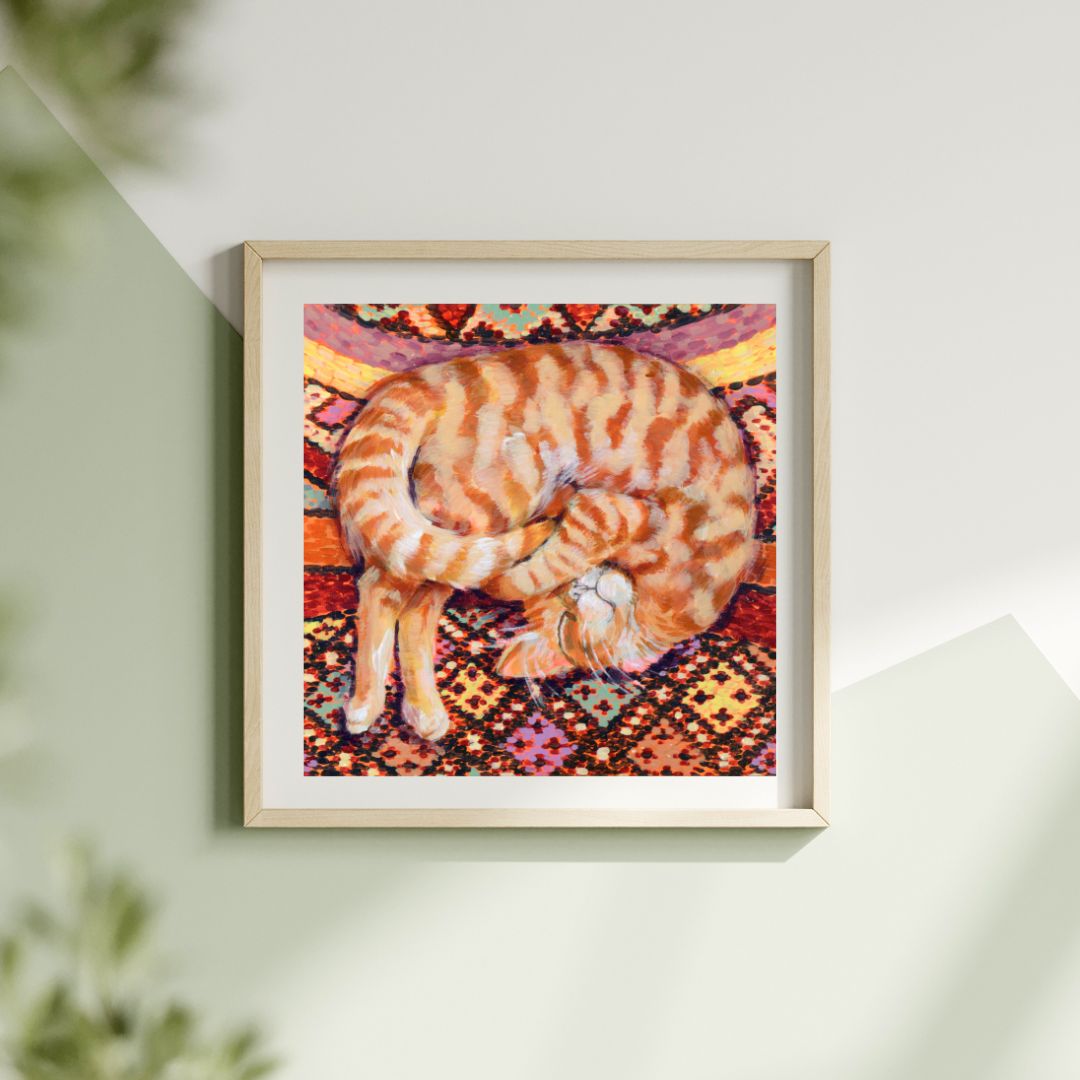 Orange Tabby Cat on a Moroccan Pillow