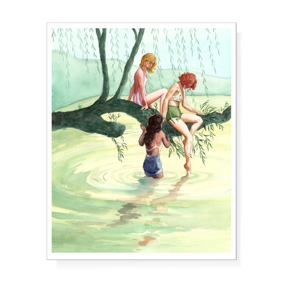 River Nymphs on a willow tree in vintage style swimsuits