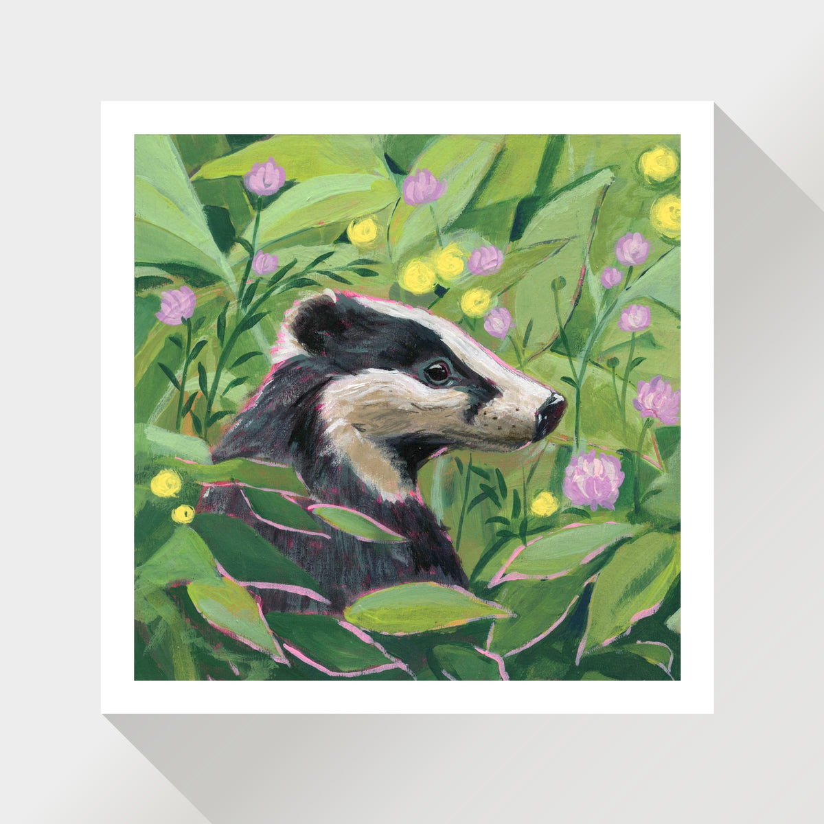 Bruce the Badger in Spring Leaves