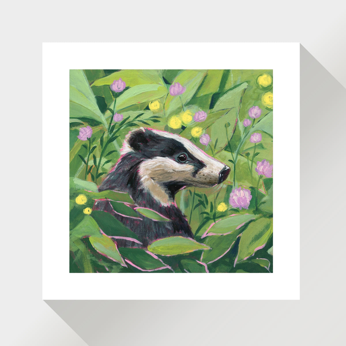 Bruce the Badger in Spring Leaves